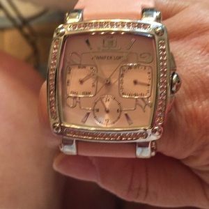 Genuine pink soft leather Jennifer Lopez watch